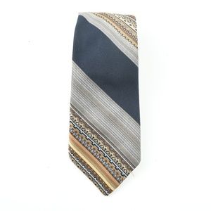 Count Barini Tie Diagonal Stripe Black Gray Brown